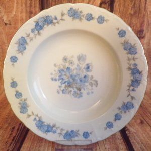 Vintage Fine Bohemian China Round Blue Flowers Floral Dessert Bowl 8.5 Inch